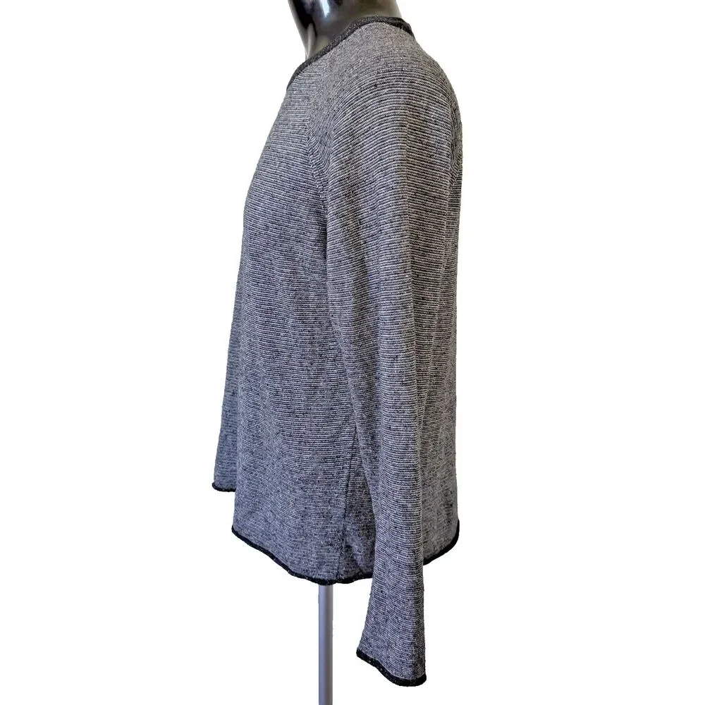 Billy Reid Neppy Crewneck Sweater Men's Large Gray Micro Stripe Raglan Pullover